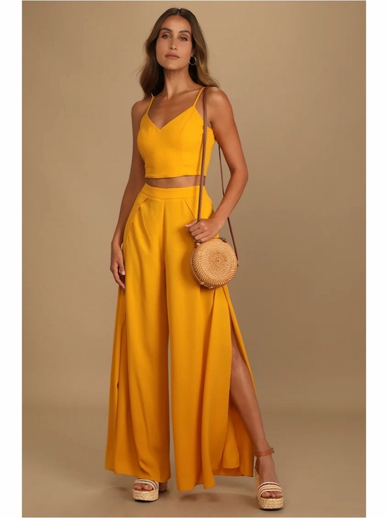 Lulus Pants - Lulu’s Out Tonight Mustard Yellow Two Piece Jumpsuit